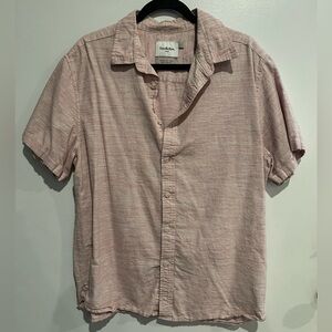 Goodfellow & Co Soft Washed Cotton Pink Short Sleeve Button-Up Shirt (Size L)